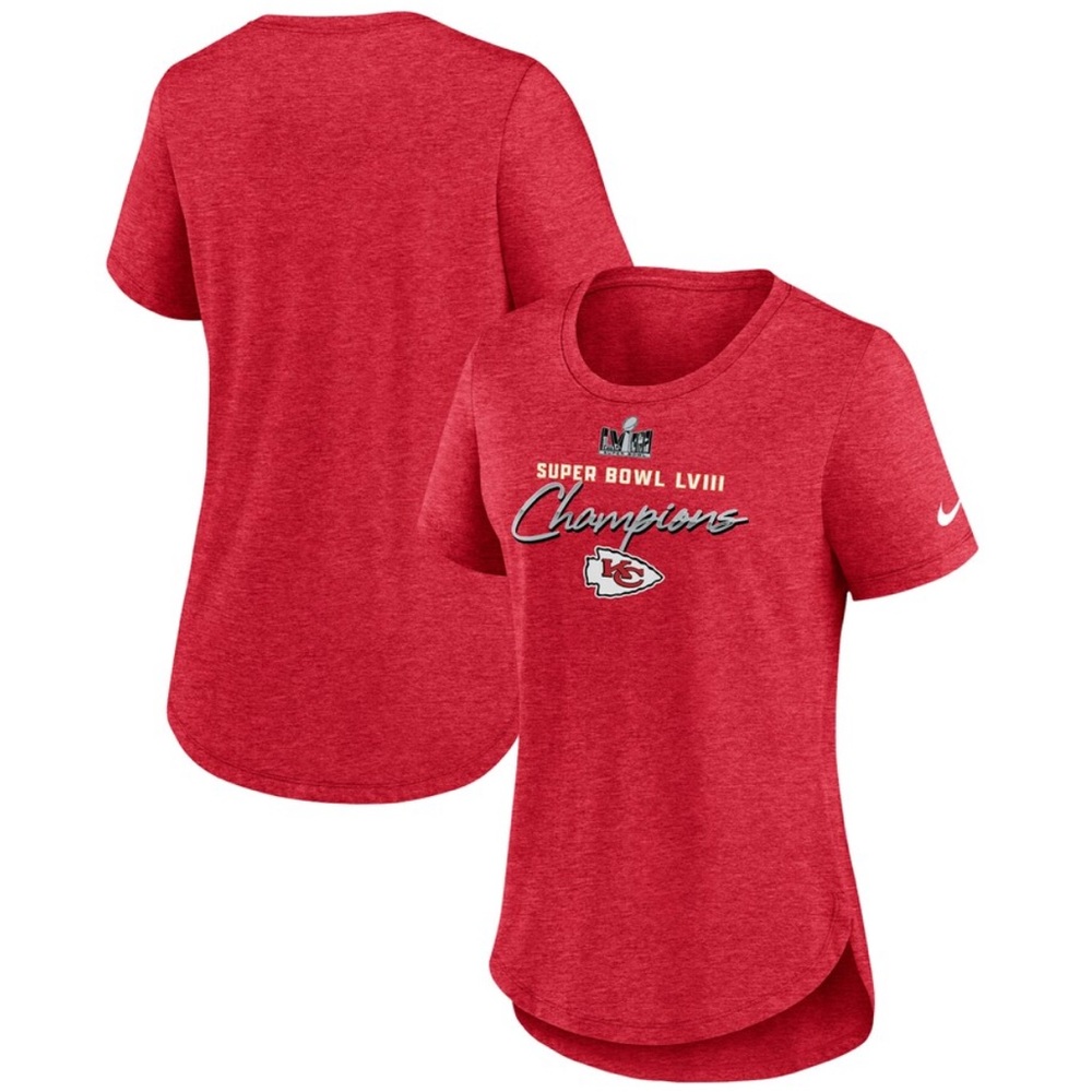 Chiefs SuperBowl LVIII Nike Heather Red TriBlend Tshirt size Medium